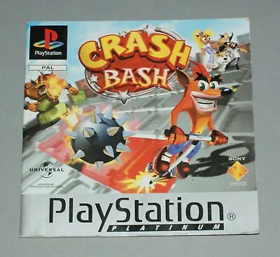 Crash Bash PS1 Original Instruction Manual Only - Sony Playstation One Platinum • £3.99