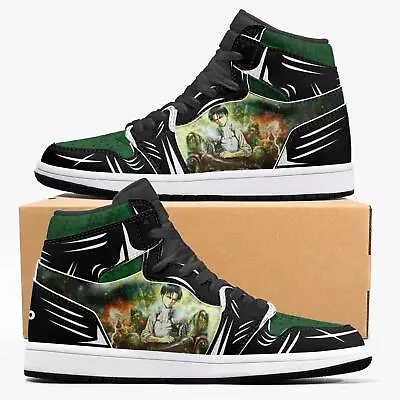 Custom Attack On Titan Levi Ackerman JD1 Anime Shoes Mid Top Sneakers • $129.99