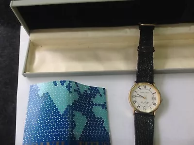 £34.99 • Buy VINTAGE SOLVIL TITUS Quartz Timepiece -22 Carat Gold-plated Case -leather Strap