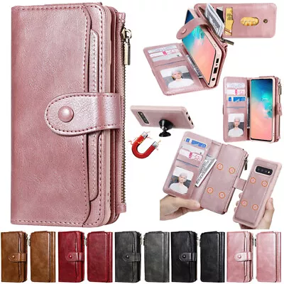 For Samsung S24 S23FE S21 S20 Removable Leather Zipper Wallet Case Purse Cover • $31.89