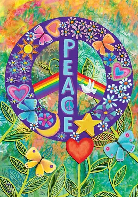 Peace Floral House Flag Primitive Everday 28  X 40  Briarwood Lane • $15.99