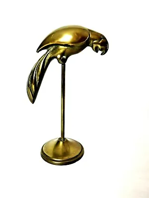 Vintage Brass Figurine Parrot On Perch Approx 6.5  Tall   #11205 • $19.24