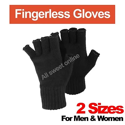 $4.99 • Buy Winter Fingerless Gloves For Men And Women Black Warm Knitted Gloves
