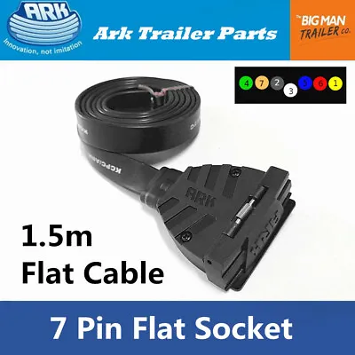 ARK Trailer 7 Pin Plug Standard Flat Socket Female Pre Wiring 1.5m Flat Cable UB • $28