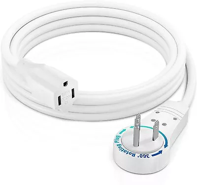 Extension Cord 3 Foot White Flat Plug 360 Rotating Short Power Cord Single Outle • $19.37