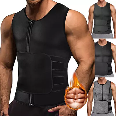 $9.79 • Buy Men Waist Trainer Training Trimmer Vest Sauna Sweat Tank Top Sports Body Shaper