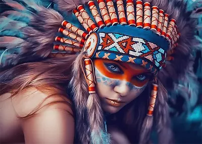 NATIVE AMERICAN INDIAN GIRL In Head Dress * QUALITY CANVAS PRINT • $14.20