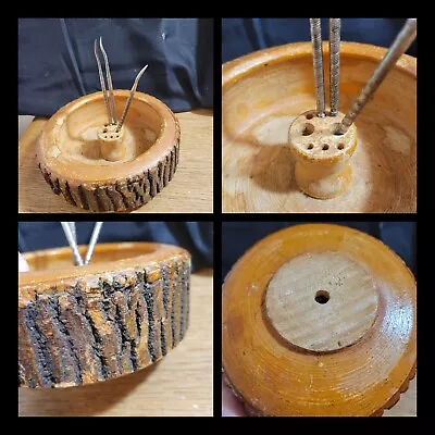 $14.99 • Buy Vintage Wooden Log Nutcracker Bowl Set W/ Cracker & 3 Picks 