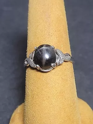 Vintage Clark & Coombs Sterling Silver Brown Stone Star Cat's Eye Ring Sz 7.5 • $8