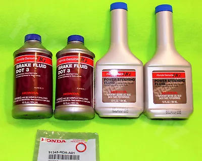 2 Honda Power Steering Fluid Pump + 2 Brake Fluid + Rda O Ring Gasket Seals • $36.95