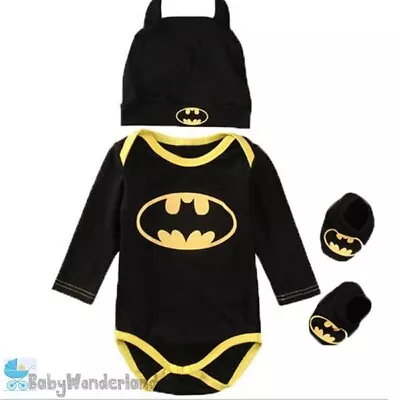 Baby Boy Girl 3 Pieces Batman Costume Romper Jumpsuit Outfit Set Clothes 0-2Year • $21.95