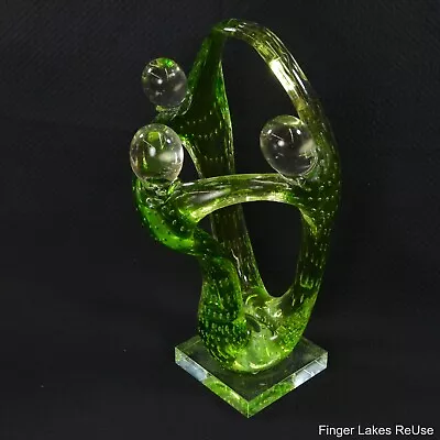 Art Deco Italian Murano Glass Twisted Trio Sculpture Vintage • $91.09