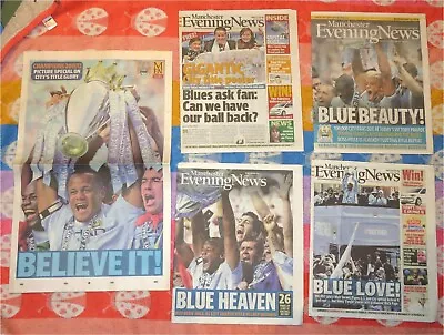 Manchester Evening News MEN X4 Manchester City CHAMPIONS Special Newspapers 2012 • £18.99