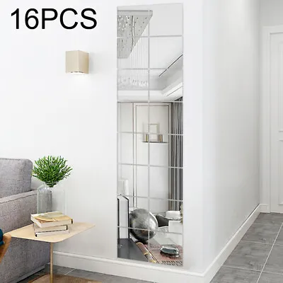 £14.79 • Buy 30CM X 30CM Wall Tiles Wall Mounted Bathroom Hallway Bedroom Glass Mirror UK