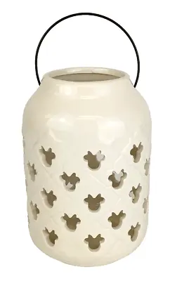 Disney MINNIE MOUSE White Garden Porch Patio Candle Lantern Ceramic 7  Tall NEW • $24.80