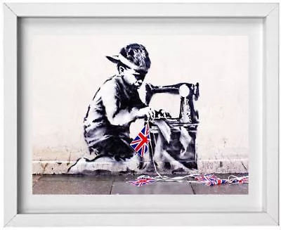 Art Picture Banksy Boy Sewing Union Jack Wall Picture Poster Graffiti (NP267) • £7.49