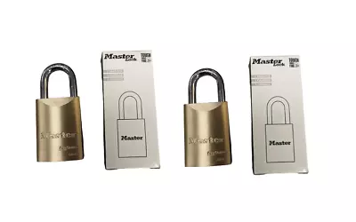 2-PACK Master Lock Coreless Padlock Standard Shackle Brass Body 25/32  W 6841WO • $39.99