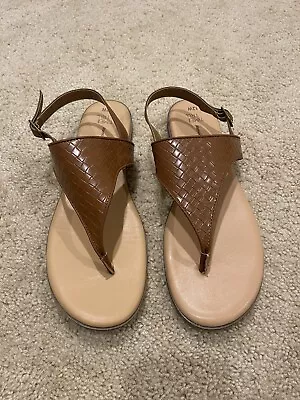 Time And Tru Gladiator Thong Sandals With Backstrap Brown Size 12 In Wide Width. • $9.99