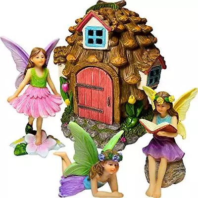 Fairy Garden Pinecone Fairy House Kit Of 4 Pcs Miniature Figurines & Accessories • $43.81