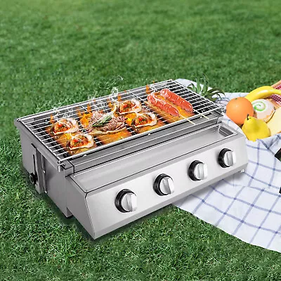 Commercial Gas BBQ Grill With Stainless Steel Griddle 4 Burners Stainless Steel • $115