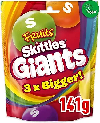 Skittles Giants Sweets 3 X Bigger 132g  Vegan Sweets Sharing Pouch • £1.99