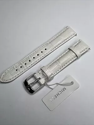 NEW Women's Michele Genuine Alligator 16mm White Leather Strap W/ Tang Clasp • $60