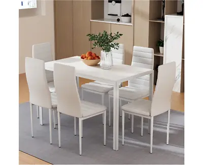 $478.99 • Buy Dining Set 7-PCS Wooden Dining Table Set White