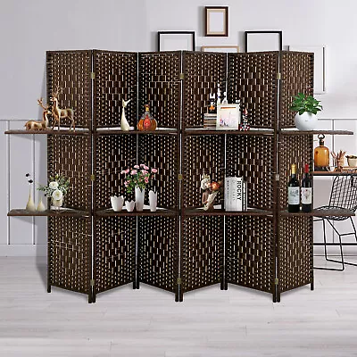 6 Panel Room Divider Wooden Screen Folding Portable Partition Screen Removable • $86.69