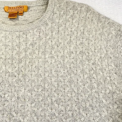 $47.20 • Buy Vintage TULLIANO Womens XXL Cashmere Gray Sweater Cable Knit Long Sleeves Ribbed