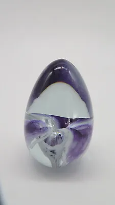 Mount St Helens Art Glass Egg Paperweight Purple & White Iris Lily Signed MSH 88 • $22.50