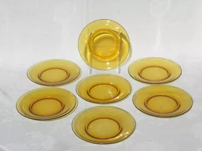 7 Vintage Vereco France Amber Glass Dinner Plates 9  • $54.99