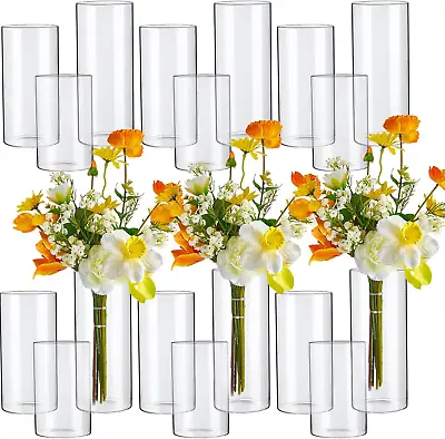 Amyhill 18 Pcs Clear Glass Cylinder Vases For Centerpieces Floating Candles Bulk • $93.70