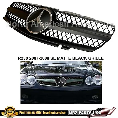 Mercedes Benz R230 SL550 SL63 Grille 1 Fin Matte Black Chrome Star 2007 2008 New • $149