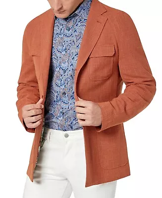 Tallia Mens Slim Fit Textured Burnt Orange Blazer 42L • $75