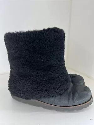 Ugg 3220 Maylin Shearling Black Leather Pull-On Winter Boots Women's US 8.5 • £38.56