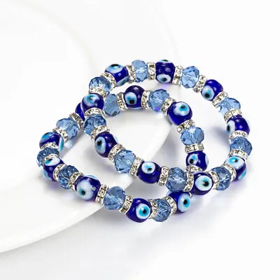 Hamsa Crystal Bead Lucky Bracelet Fatima Evil Eye Reiki Muslim Meditation 2023 • $2.58