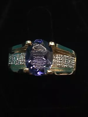 #2336 Laura Ramsey Iolite And Diamond Ring14K Solid Gold Size 5 • $699.99