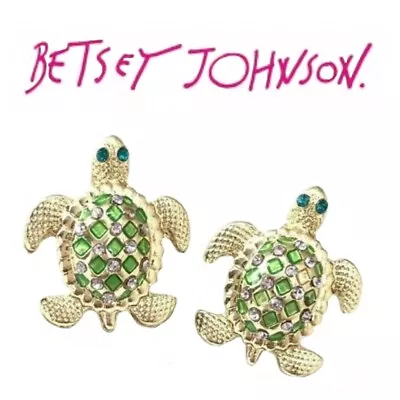 US Seller Betsey Johnson Green Gold Turtle Stud Earrings Fashion Jewelry • $12.95