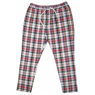 Mens Pants Joggers Multicolor Plaid Cotton Drawstring Loose Harem Casual Large • $34.99