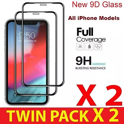 2X SCREEN PROTECTOR For IPhone 15 13 12 11 PRO MAX XR FULL COVER Tempered Glass • £2.95