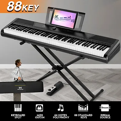 88Key Full Size Digital Piano Semi-Weighted Electronic Keyboard Stand+PedalBlack • $209.99
