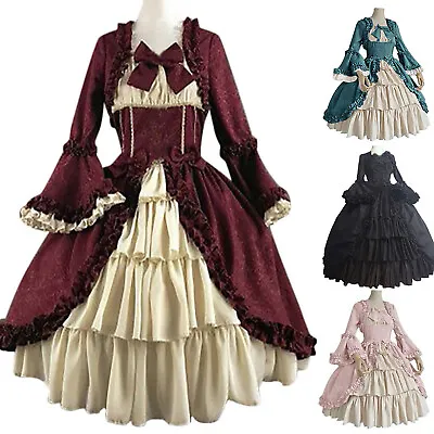 $32.21 • Buy Women Medieval Gothic Renaissance Gown Victorian Court Dress Costume Halloween
