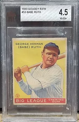 1933 Goudey Babe Ruth #53 4.5 Centering Strong 8 • $22500