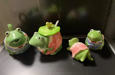 4 Pc Otagiri Ceramic Frog Creamer/Sugar Plus Set & Salt/Pepper By Mary Ann Baker • $60