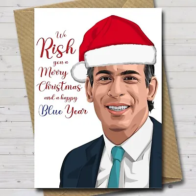 £2.99 • Buy Funny Rishi Sunak Christmas Card - We Rish You! Funny Xmas Card - Politics Rude