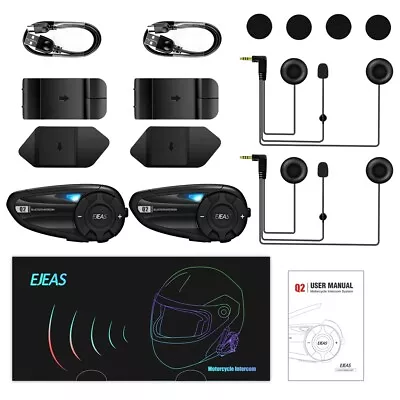 2x Q2 Intercom Bluetooth Motorcycle Bike Helmet Interphone Headset 2 Riders 800m • $124.99