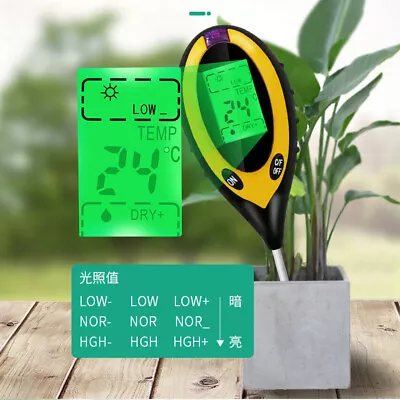 4 In 1 LCD Digital PH Soil Tester Water Moisture Temperature Sunlight Test Meter • $12.99