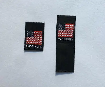 1000 Pcs BLACK FOLDED WOVEN SEWING CLOTHING AMERICAN FLAG LABELS - MADE IN USA   • $44.99