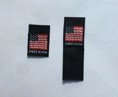 $8.99 • Buy 50 Pcs BLACK FOLDED WOVEN SEWING CLOTHING AMERICAN FLAG LABELS - MADE IN USA  