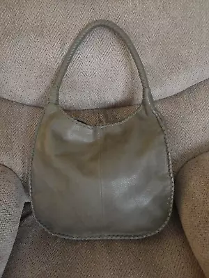 MARGOT Pebbled Leather Hobo Shoulder Bag Purse Whip Stitch Detail Avocado Green • $44.99